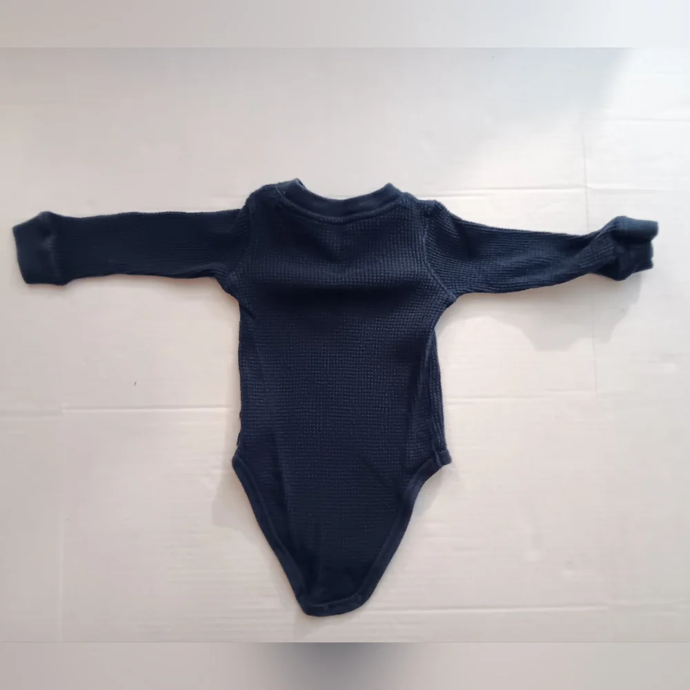 Vintage OshKosh B'gosh Navy Long Sleeve thermal Bodysuit Onesie Snaps Buttons